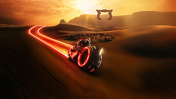 Tron Ares Lightcycle Blazing Across Sand, tron-ares, tron, movies, 2025-movies, jared-leto, disney, lightcycle HD wallpaper