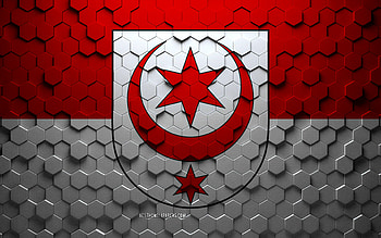 Flag of Halle, honeycomb art, Halle hexagons flag, Halle, 3d hexagons art, Halle flag HD wallpaper