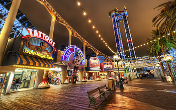 Leisure night, Amusement park, Amusement ride, Shopping mall HD wallpaper