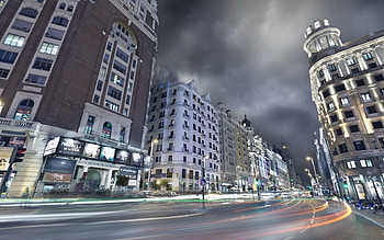 Cities, Houses, Shine, Light, Street, Madrid HD wallpaper