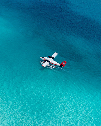 Sea, aircraft, aerial view HD phone wallpaper