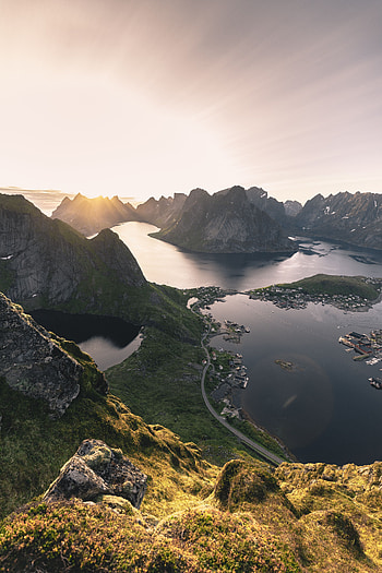 Nature, Sky, Mountains, View From Above, Lake HD phone wallpaper