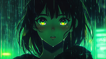 Anime : Mesmerizing Anime Girl in Rain, Anime, anime girl, portrait, rain, neon, neon anime, Rain Anime HD wallpaper