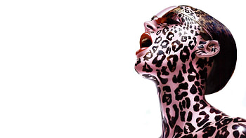 Wild, pisica, makeup, model, cat, girl, woman HD wallpaper