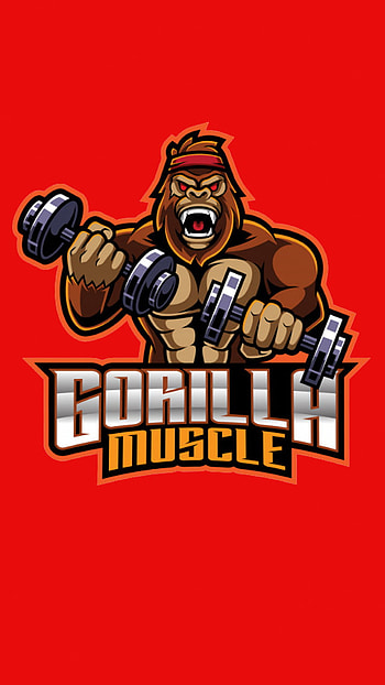 Gorilla_Muscle2, cartoon, fitness, sleeve, muscle, gym, Gorilla_Muscle, sport HD phone wallpaper