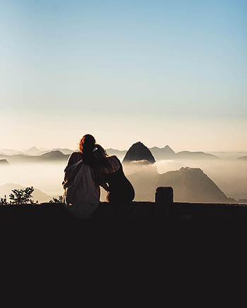 Girls, Mountains, Friendship, Miscellanea, Miscellaneous, Fog, Girlfriends HD phone wallpaper