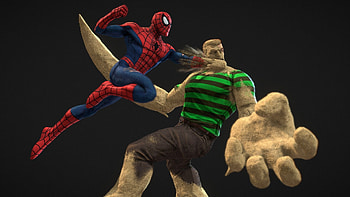 Spider Man vs Sandman, Royalty- 3D model, Anderson Barges, Sketchfab store HD wallpaper