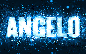Happy Birtay Angelo, , blue neon lights, Angelo name, creative, Angelo Happy Birtay, Angelo Birtay, popular american male names, with Angelo name, Angelo HD wallpaper