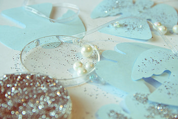 Angels, Miscellanea, Miscellaneous, Bowl, Tinsel, Paper, Sequins, Figures, Figurines HD wallpaper