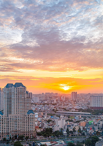 Cities, Sunset, Architecture, City, Building, Road HD phone wallpaper