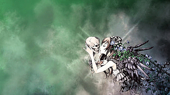Abstract, Flowers, Patterns, Girl, Skull, Call, Heaven, Supplication, Entreaty HD wallpaper