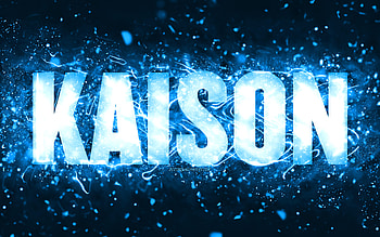 Happy Birtay Kaison, , blue neon lights, Kaison name, creative, Kaison Happy Birtay, Kaison Birtay, popular american male names, with Kaison name, Kaison HD wallpaper
