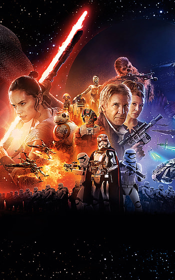 Princess Leia, Movie, Star Wars Episode Vii: The Force Awakens, Millennium Falcon, Lightsaber, Star Wars, Chewbacca, Bb 8, Kylo Ren, Finn (Star Wars), Captain Phasma, Poe Dameron, R2 D2, Rey (Star Wars), Han Solo HD phone wallpaper