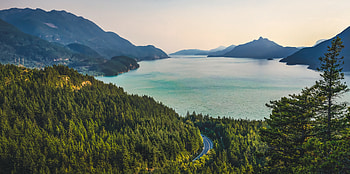 Nature, Trees, Mountains, Lake, Road HD wallpaper