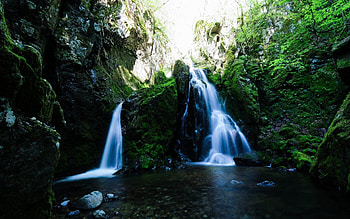 Nature, Rivers, Grass, Stones, Waterfall HD wallpaper