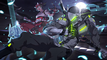 Genji & Kiriko, Genji (Overwatch), Kiriko (Overwatch), video game, Overwatch 2 HD wallpaper