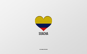 I Love Soacha, Colombian cities, Day of Soacha, gray background, Soacha, Colombia, Colombian flag heart, favorite cities, Love Soacha HD wallpaper