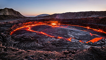 Lava lake, Erta Ale volcano, Danakil Depression, Volcanic landscapes HD wallpaper