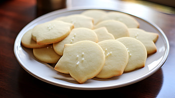 Homemade Sugar Cookies Plate, food, Sugar Cookie, cookie, baked goods, dessert HD wallpaper