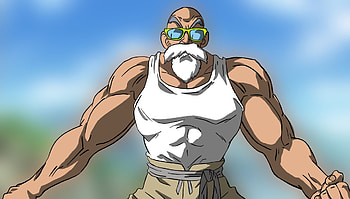 Jacked Master Roshi, Artistic tribute, Muscular physique, Dynamic poses HD wallpaper