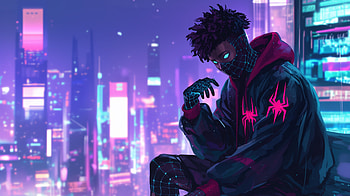 Miles Morales: Cyberpunk Adventure, cyberpunk, spider man, Miles Morales HD wallpaper