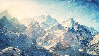 Preview skyrim, mountains, winter, snow, shine, glare HD wallpaper