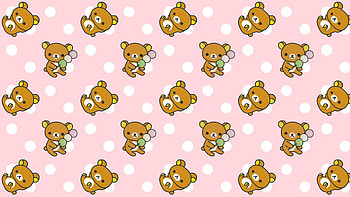 Rilakkuma Polka-Dot Parade — San‑X, pattern HD wallpaper