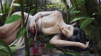 Wounded Elf, digital, art, fantasy, girl, arrow, elf, wounded, woman HD wallpaper