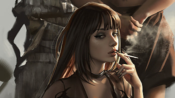 Queen Of King Smoking, artist, artwork, digital-art, artstation, smoking HD wallpaper