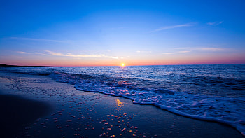 Sunset Over Sea, seas, beaches, sunset, seascape, landscape, nature HD wallpaper