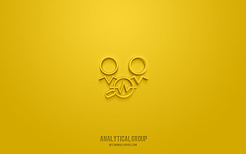 Analytical Group 3d icon, yellow background, 3d symbols, Analytical Group, business icons, 3d icons, Analytical Group sign, business 3d icons HD wallpaper