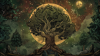 Yggdrasil Moon - Tarot, Yggdrasil, tree, moon HD wallpaper