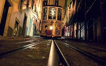 Cities, Evening, Graffiti, Street, Rails, Tram HD wallpaper