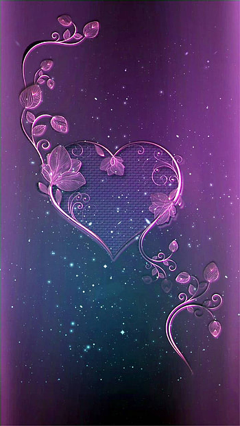 Purple Heart and Leaves, purple, leaf, artistic, heart HD phone wallpaper