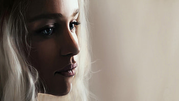 Daenerys, daenerys targaryen, fantasy, art, portrait, face, luminos, princess, game of thrones HD wallpaper