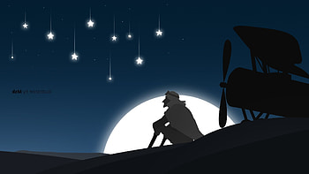 illustration, Adobe Illustrator, hop, Movies, The little prince, Landscape, Moonlight, Stars, Airplane, Sahara / and Mobile ... HD wallpaper