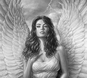 Angel, wings, white, black, frumusete, grey, bw, gorgeous, girl, superb, chalky nan, fantasy, luminos HD wallpaper