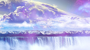 Galaxy Waterfall Mountains Sky PC and Mac HD wallpaper