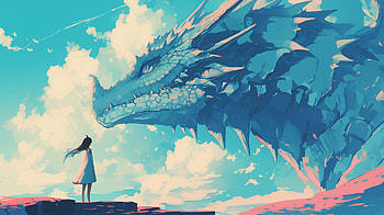 Skybound Encounter: Anime Girl and Dragon, Anime, dragon, anime girl, fantasy, girl, fantasy anime HD wallpaper