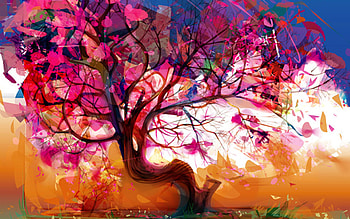 Cool Abstract Tree, abstract, fantasy, cool, sky, colours, nice, tree HD wallpaper