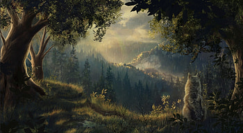 Summer rain, summer, rain, fantasy, luminos, wolf, lup, marie beschorner HD wallpaper