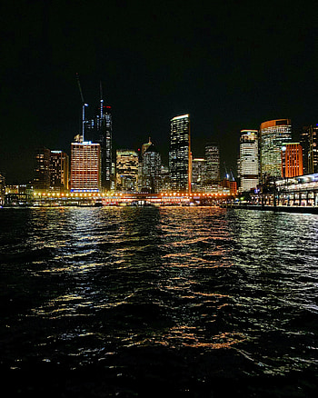 Cities, Rivers, Building, Lights, Night City HD phone wallpaper