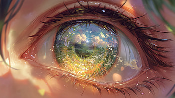 Anime Eye with Cityscape Reflection, Anime, Anime Eyes, eye, reflection, cityscape HD wallpaper