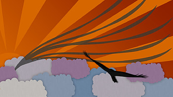 Flying, pastel, bird, sunset, yellow HD wallpaper