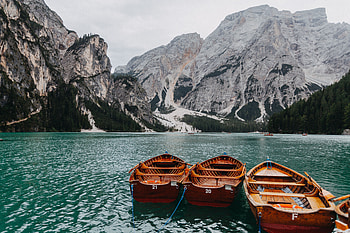 Nature, Mountains, Boats, Lake HD wallpaper