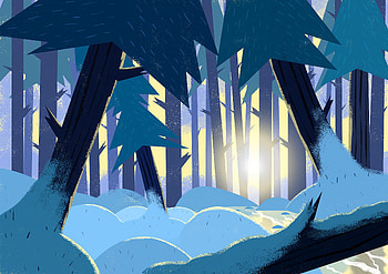 Art, Sun, Snow, Rays, Beams, Forest, Drifts HD wallpaper