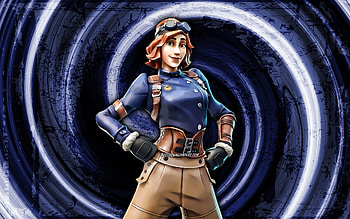 Airheart, blue grunge background, Fortnite, vortex, Fortnite characters, Airheart Skin, Fortnite Battle Royale, Airheart Fortnite HD wallpaper