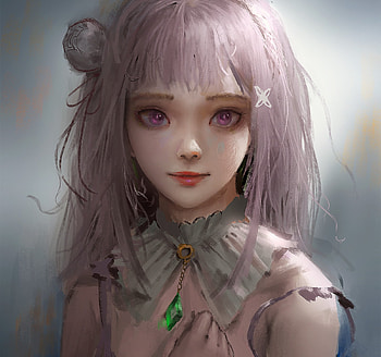 Girl, aerith, jewel, pink, art, fantasy, face, aerithart, frumusete HD wallpaper