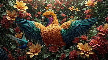 Colorful Bird, bird, colorful, flower, jungle, tree HD wallpaper