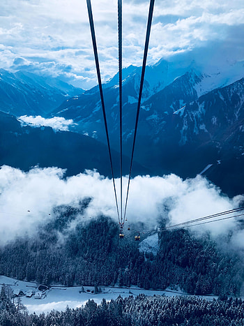 Nature, Trees, Mountains, Vertex, Funicular, Tops, Cableway, Cable Car HD phone wallpaper